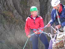 Abseiling off Pillar Rock. Scrambles Course.